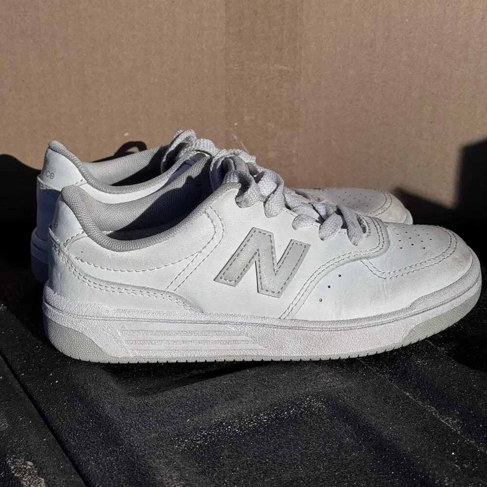New Balance 480 White Gray Lifestyle‎ Skate Sneakers Kids 2 School Uniform Shoes